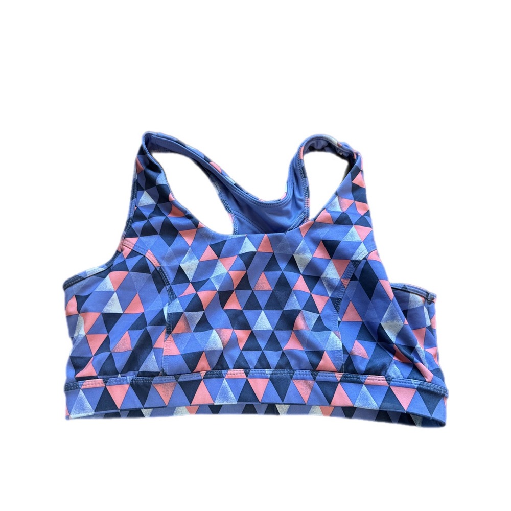 Tek Gear High Impact Sports Bra girls Large Blue Pink Geometric Racerback